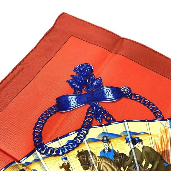 HERMES Red Silk Scarf - Picture 3 of 13
